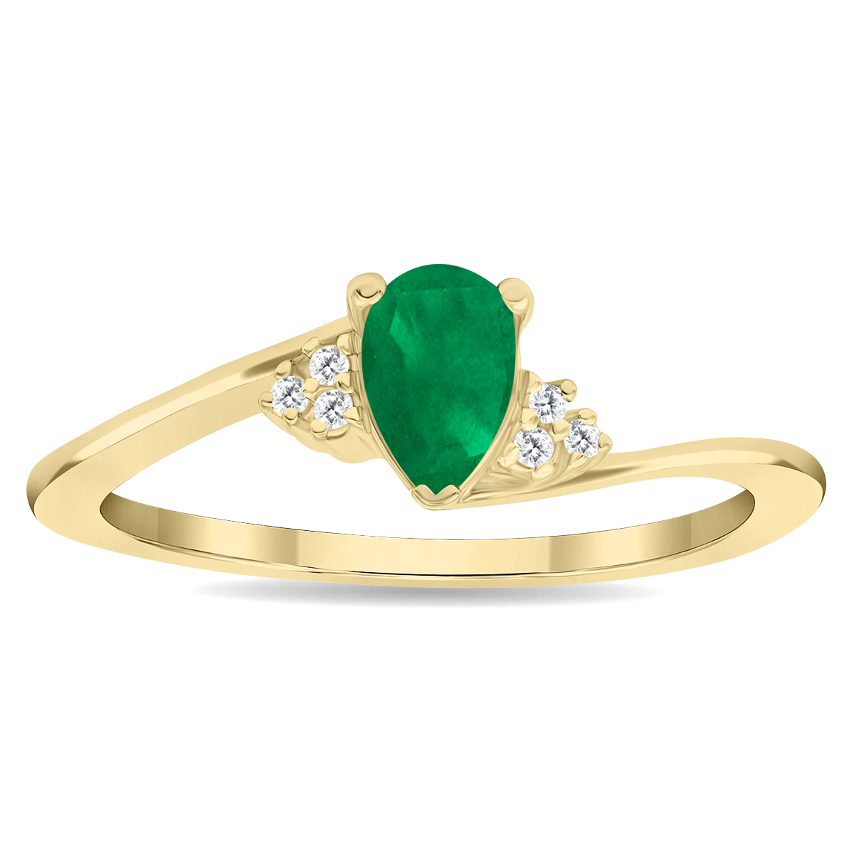 Women's Pear Shaped Emerald and Diamond Tierra Ring in 10K Yellow Gold