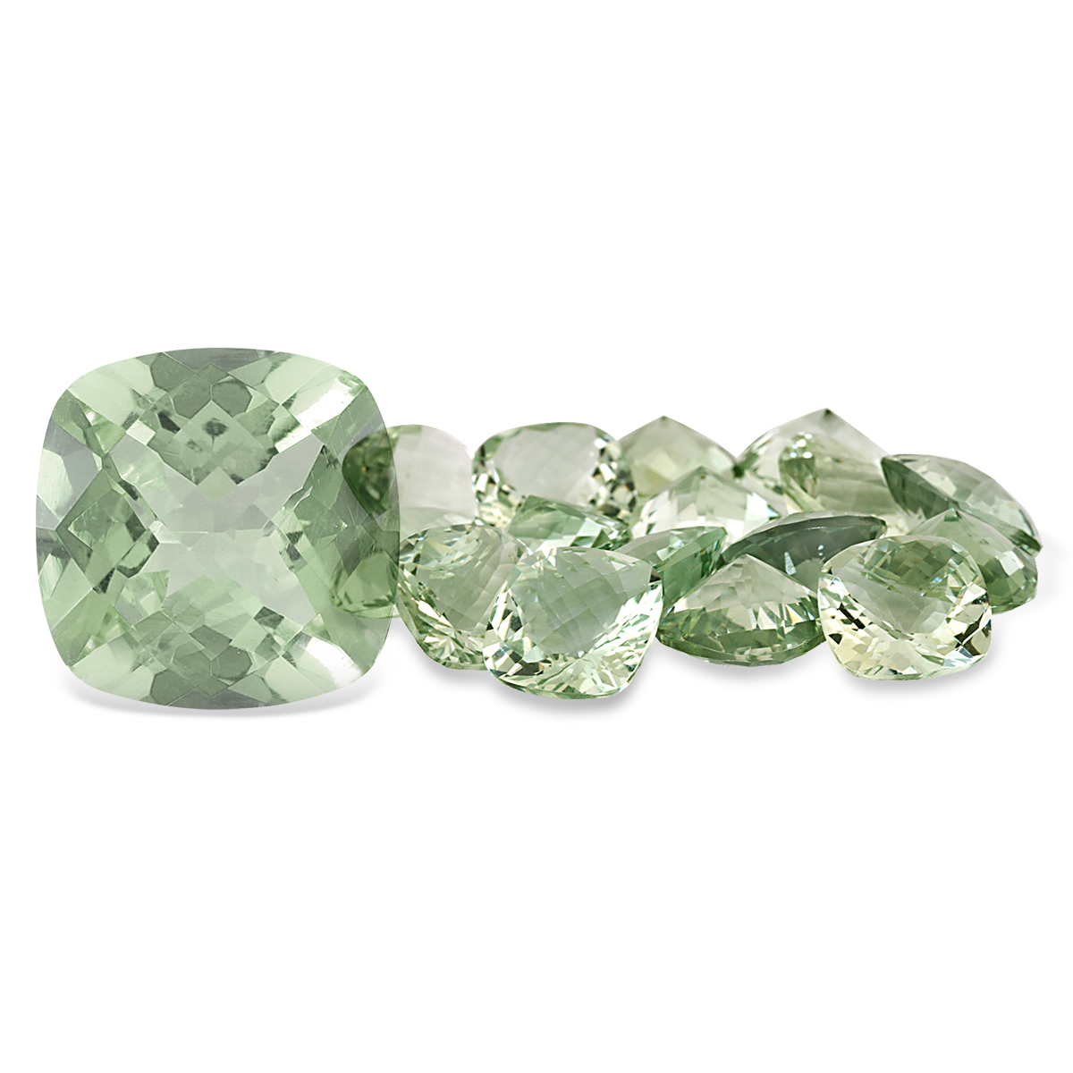8 Carat Cushion Cut Green Amethyst Gemstone