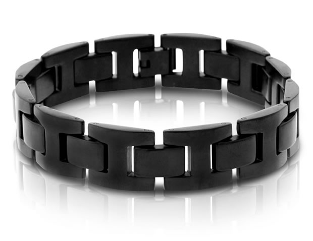 Mens Stainless Steel Black Ion Plated Link Bracelet