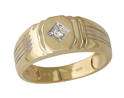 Men's Diamond Ribbed Ring 10k Yellow Gold