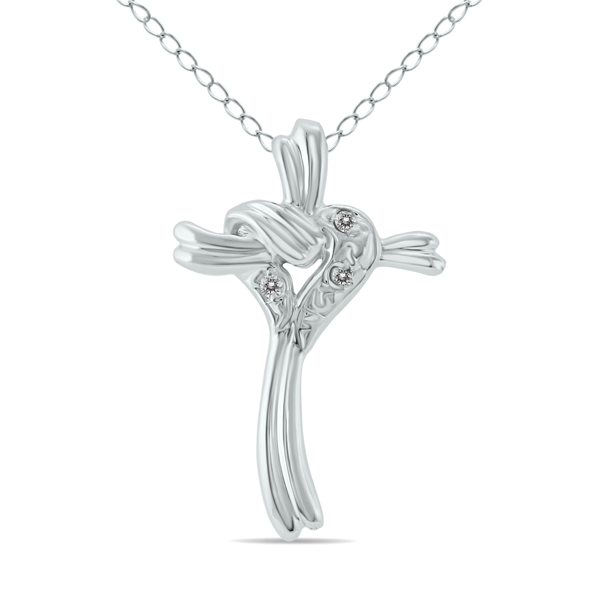 Heart and Cross Diamond Pendant in 10K White Gold