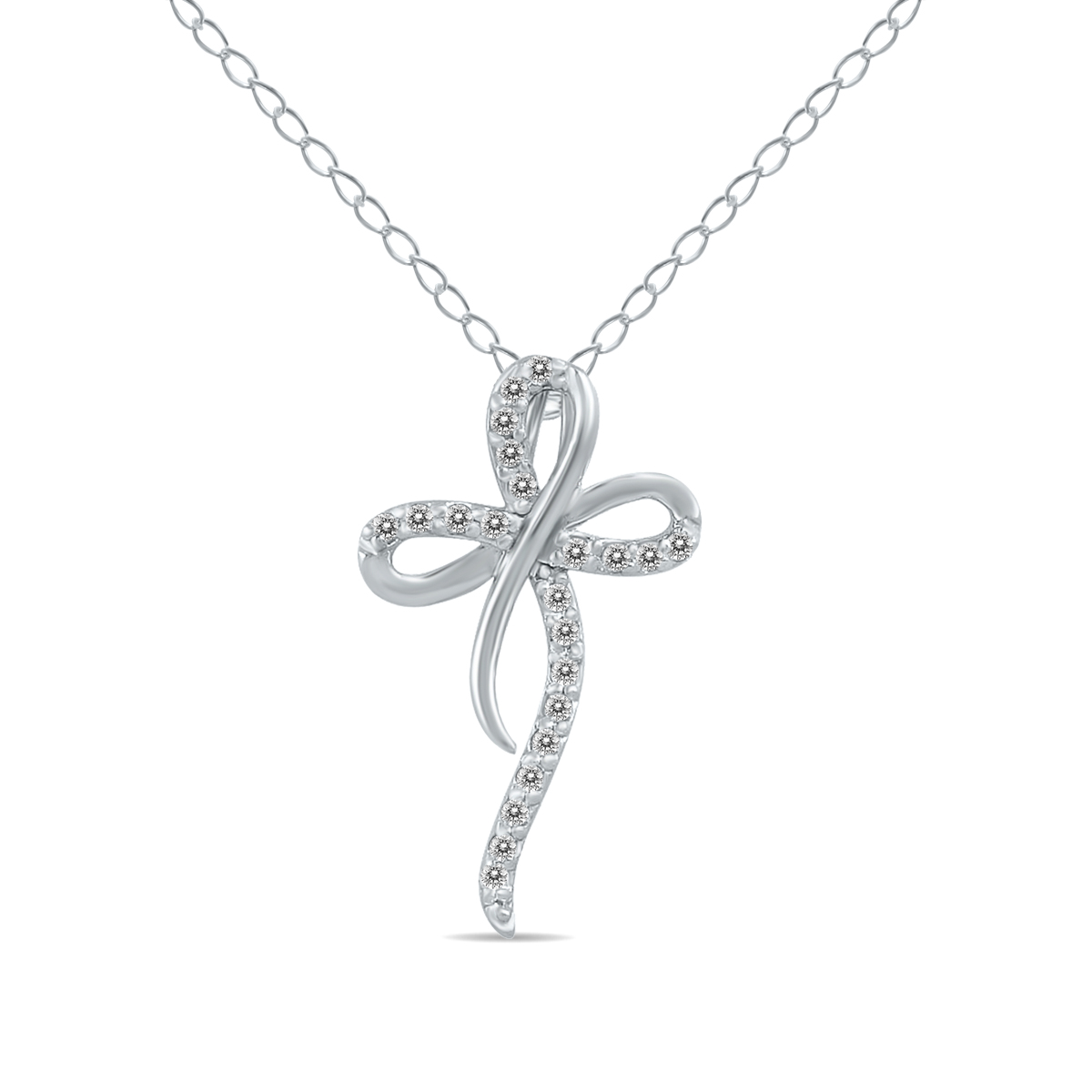 1/4 Carat TW Diamond Cross Pendant in 10K White Gold