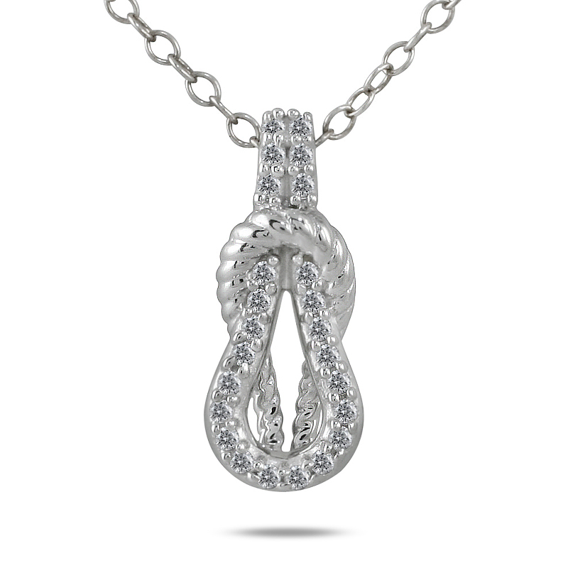 1/10 Carat Diamond Knot Pendant in 10K White Gold