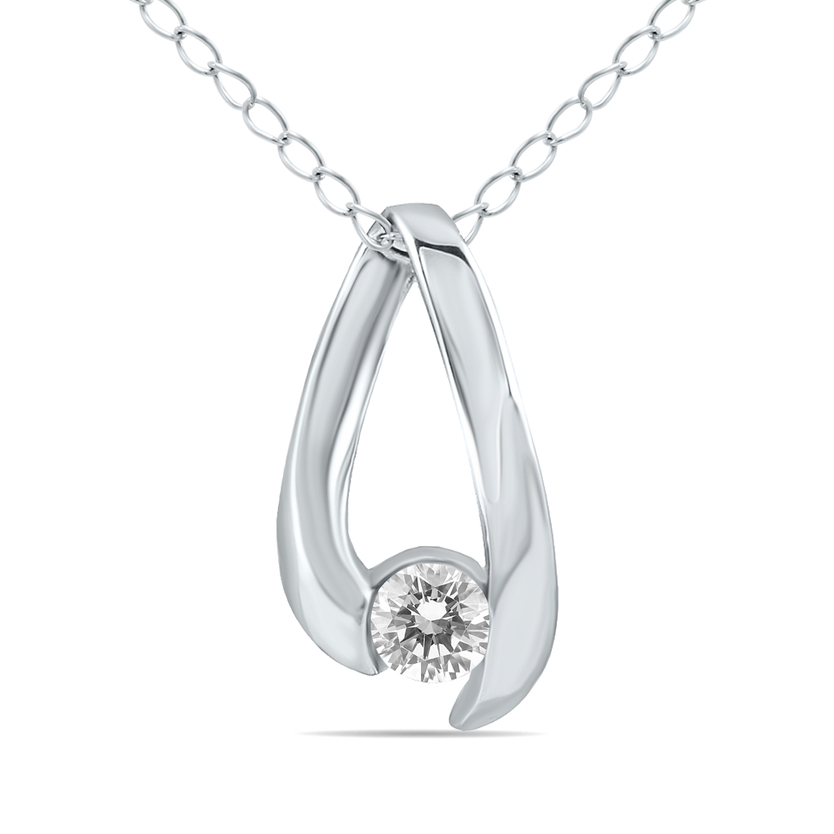 1/4 Carat Diamond Loop Pendant Necklace 10K White Gold