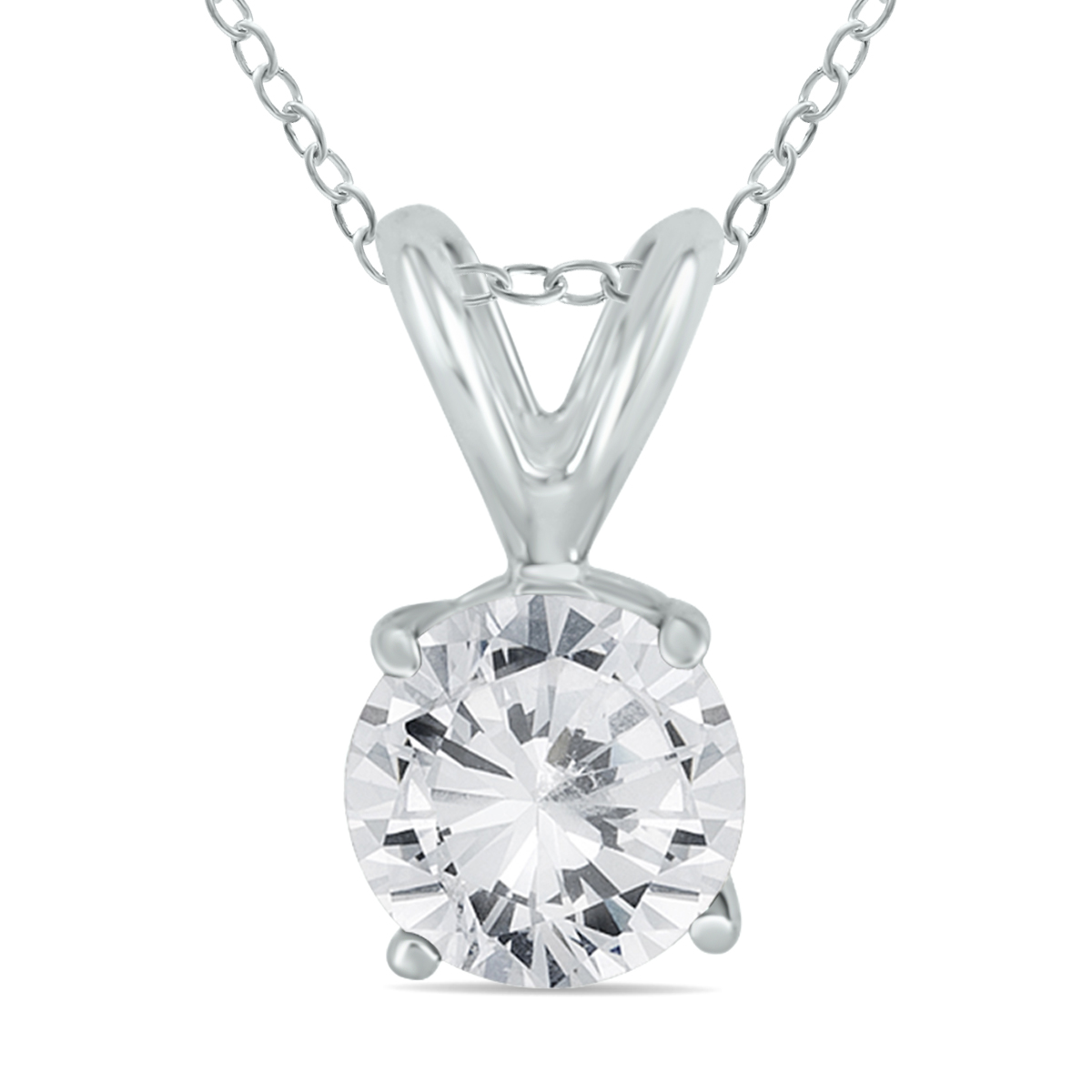 5/8 Carat Diamond Solitaire Pendant in.925 Sterling Silver