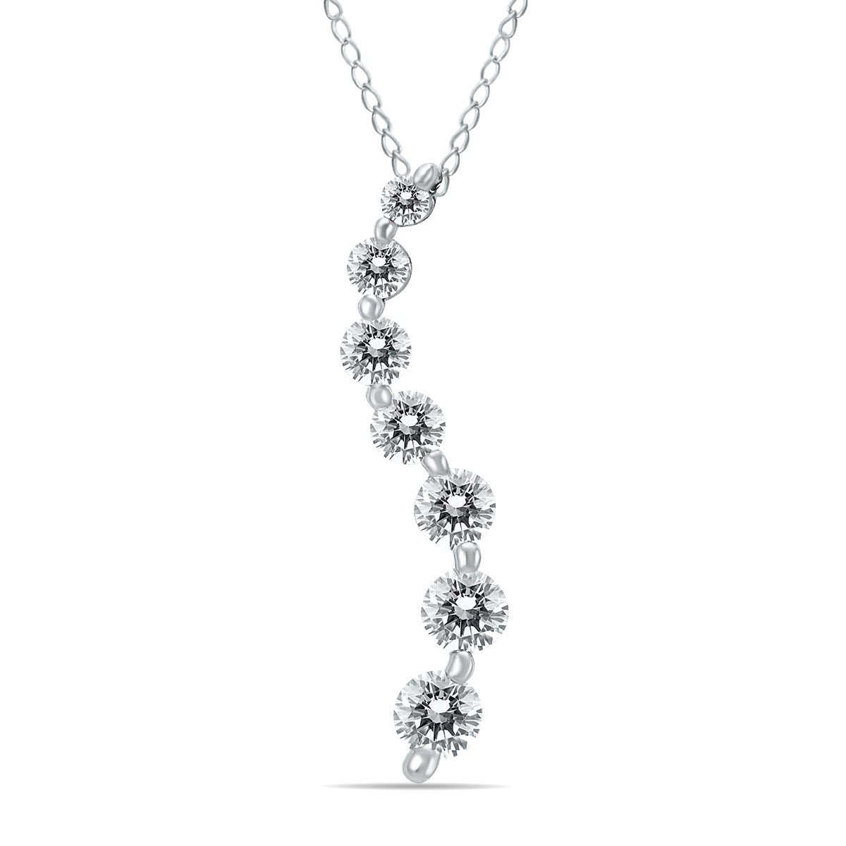 1/2 Carat Diamond Journey Pendant in 10K White Gold (K-L Color, I2-I3 Clarity)