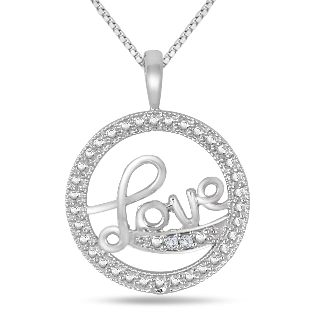 0.02 CTW Natural Diamond LOVE Pendant in .925 Sterling Silver