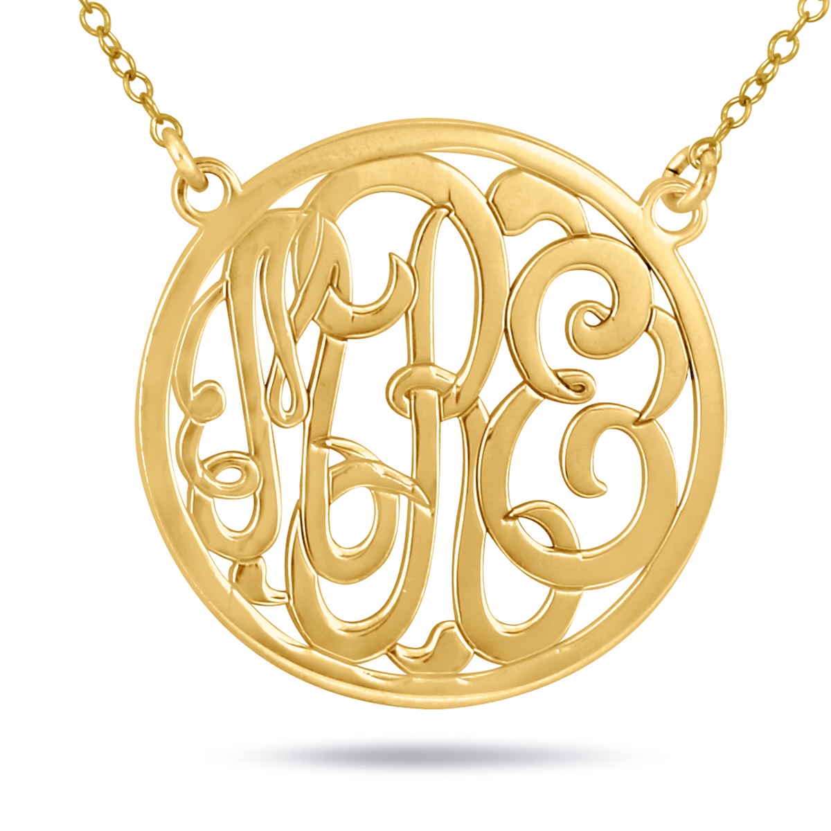 Monogram Initial Pendant in 24K Gold Plated Sterling Silver