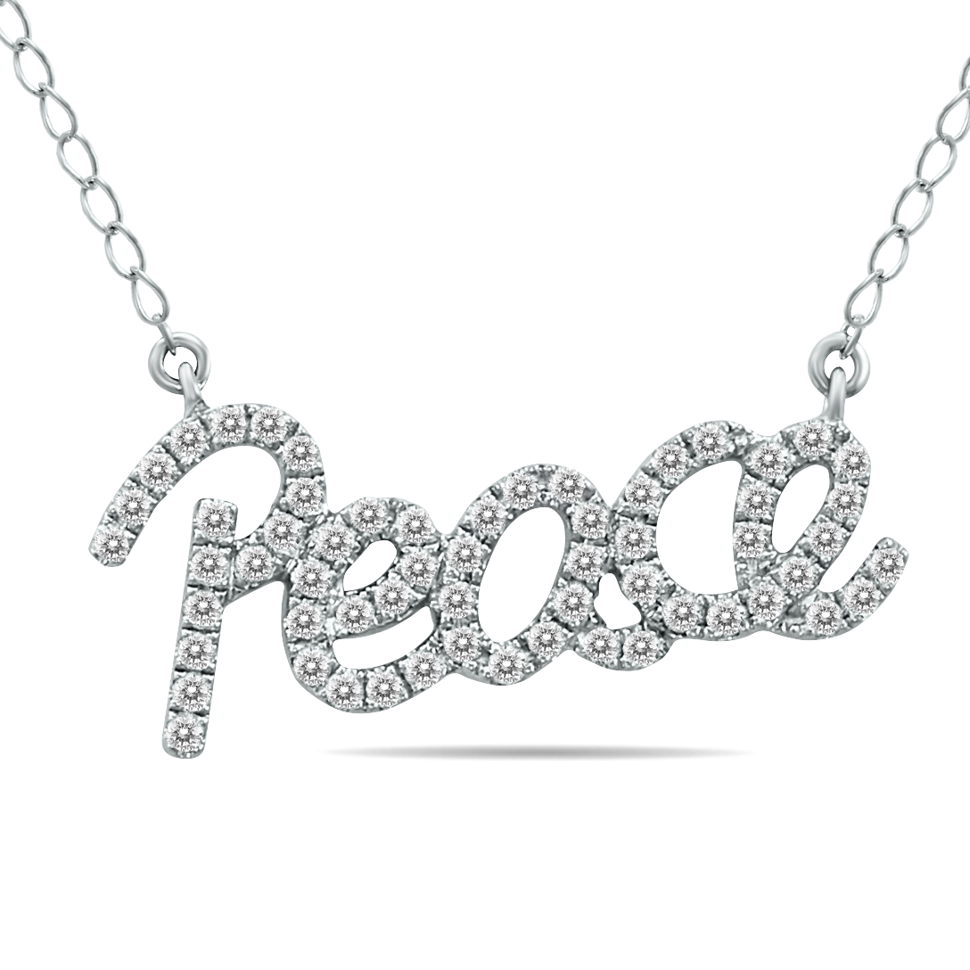 1/3 Carat Diamond PEACE Necklace in.925 Sterling Silver
