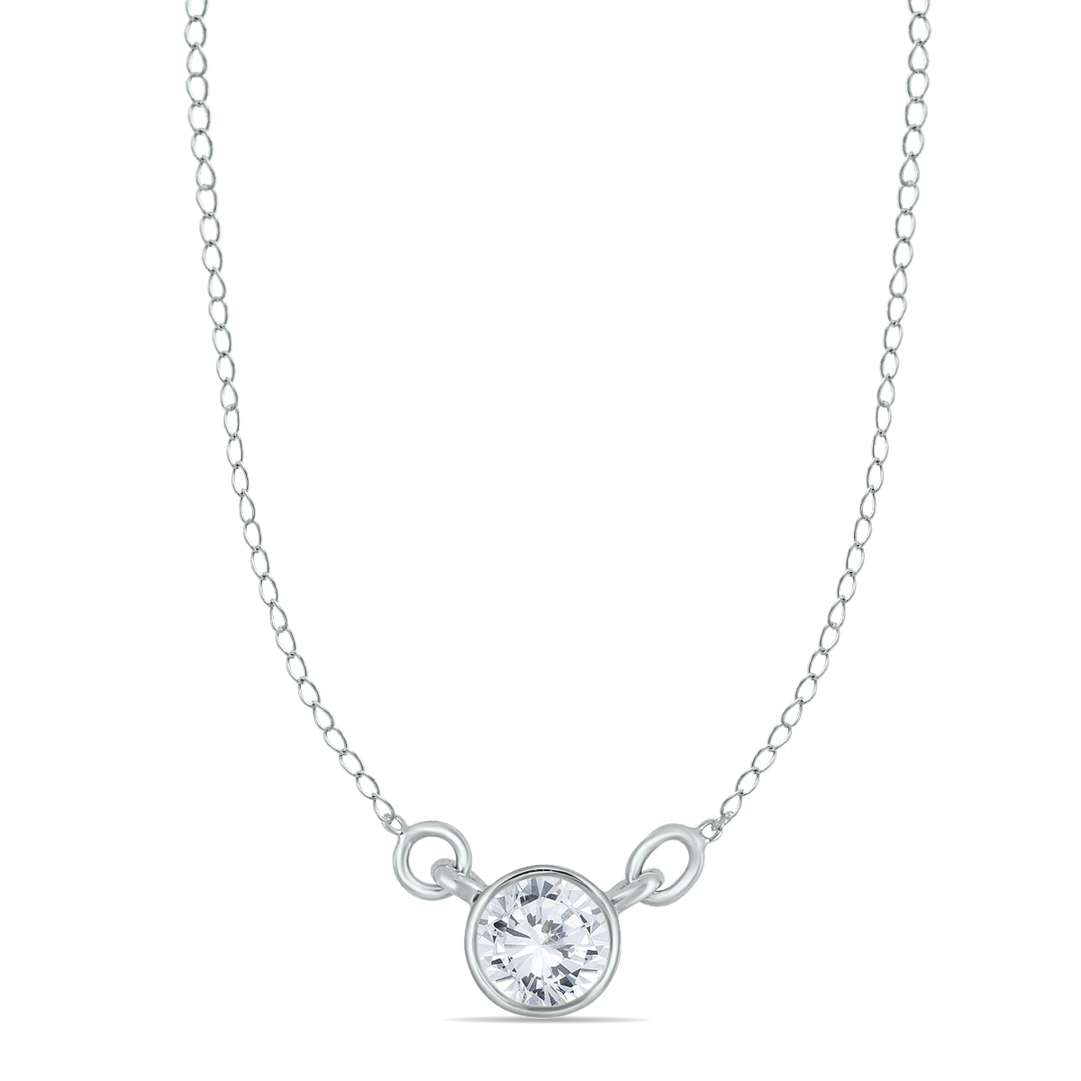 1/2 CTW Natural Diamond Bezel Necklace in 14K White Gold