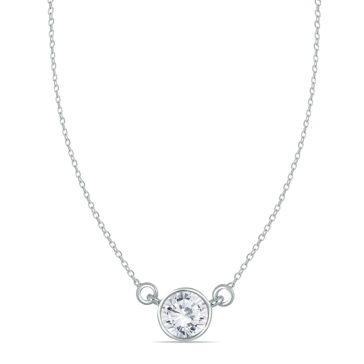 Image of 3/4 Carat TW Diamond Bezel Pendant in 14K White Gold