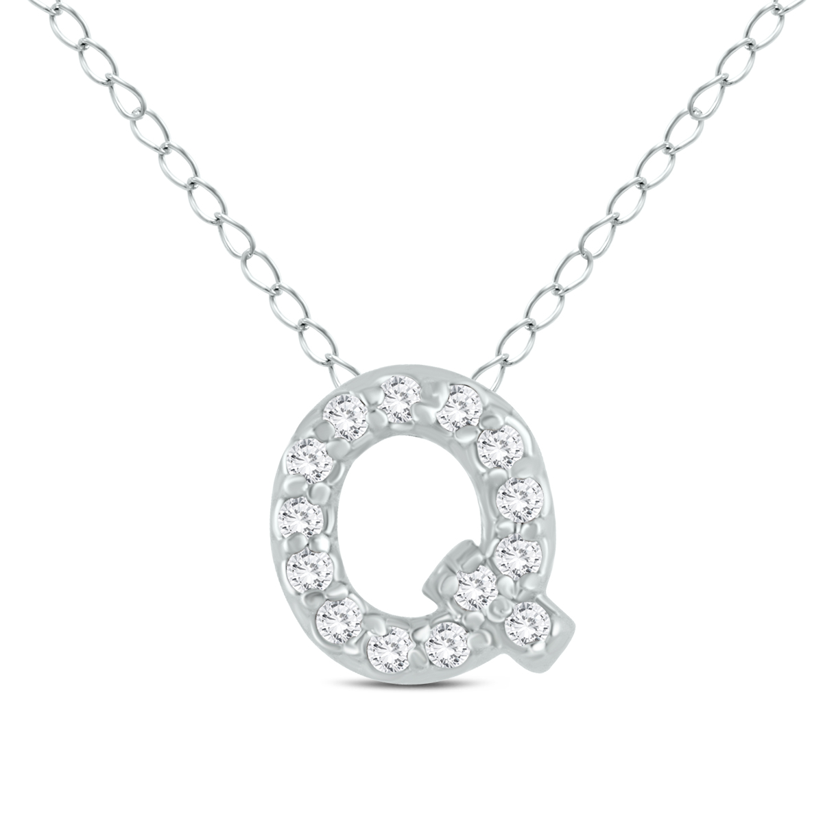1/10 Carat TW Q Initial Diamond Pendant in 10K White Gold