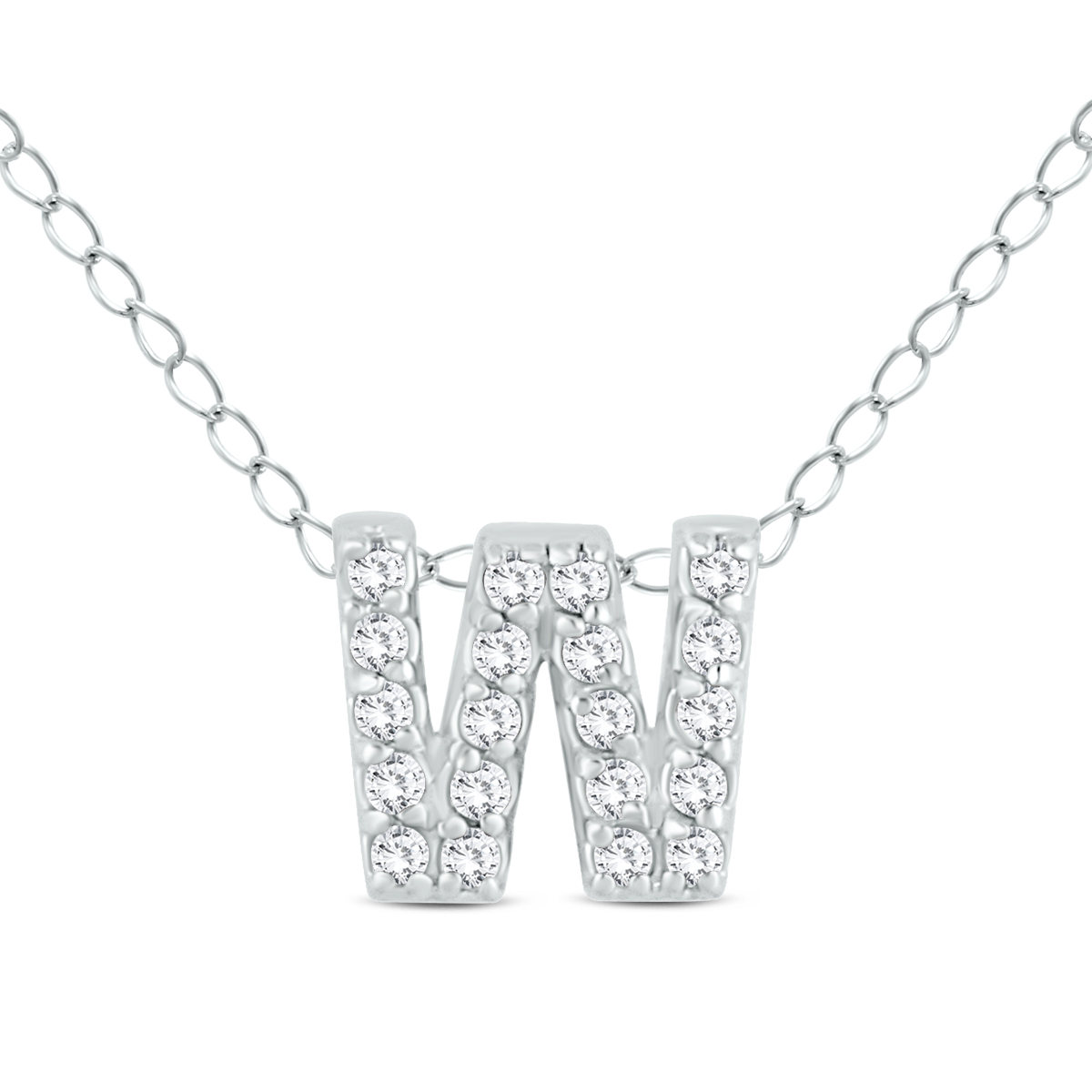1/6 Carat TW W Initial Diamond Pendant in 10K White Gold