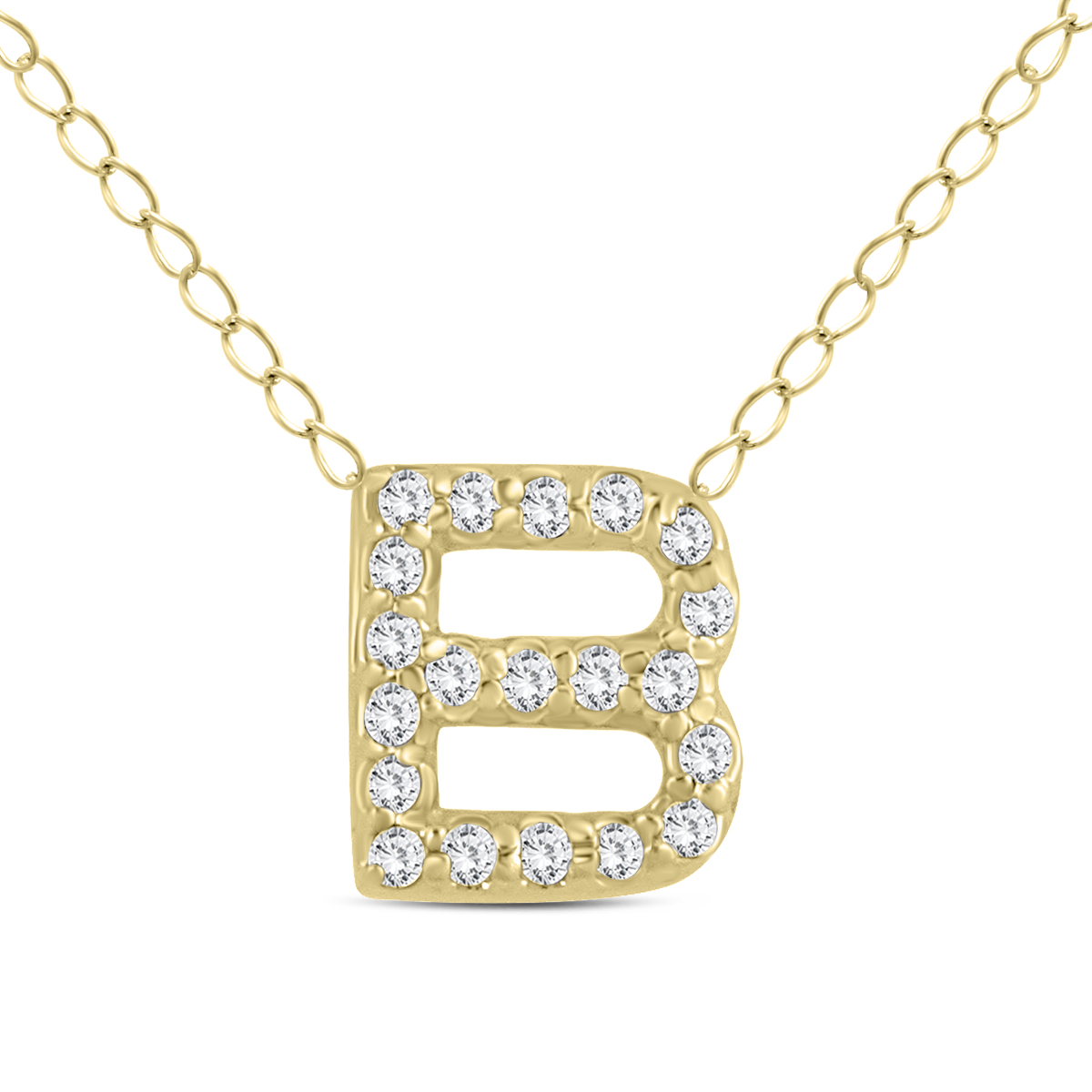 1/6 Carat TW B Initial Diamond Pendant in 10K Yellow Gold