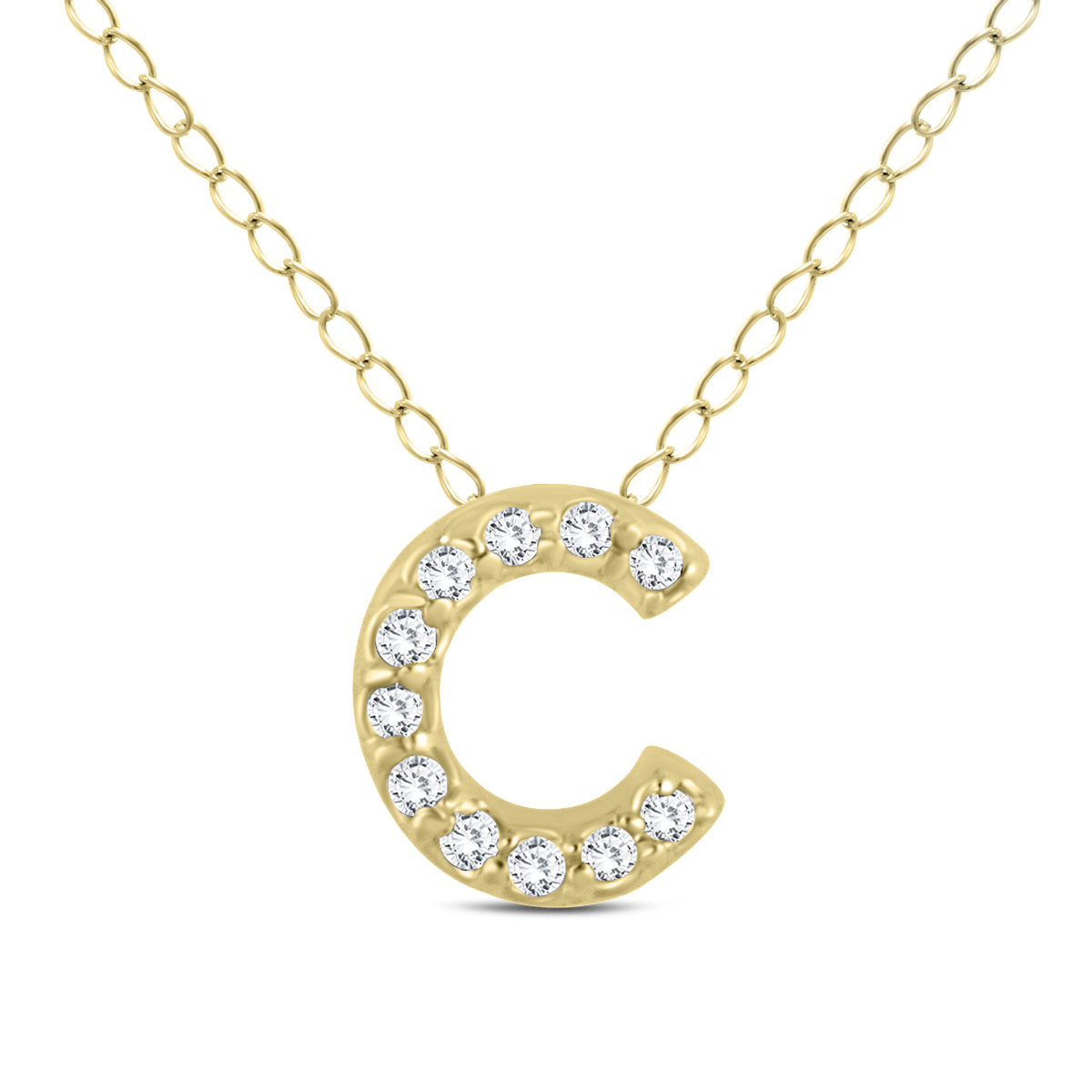 1/10 Carat TW C Initial Diamond Pendant in 10K Yellow Gold