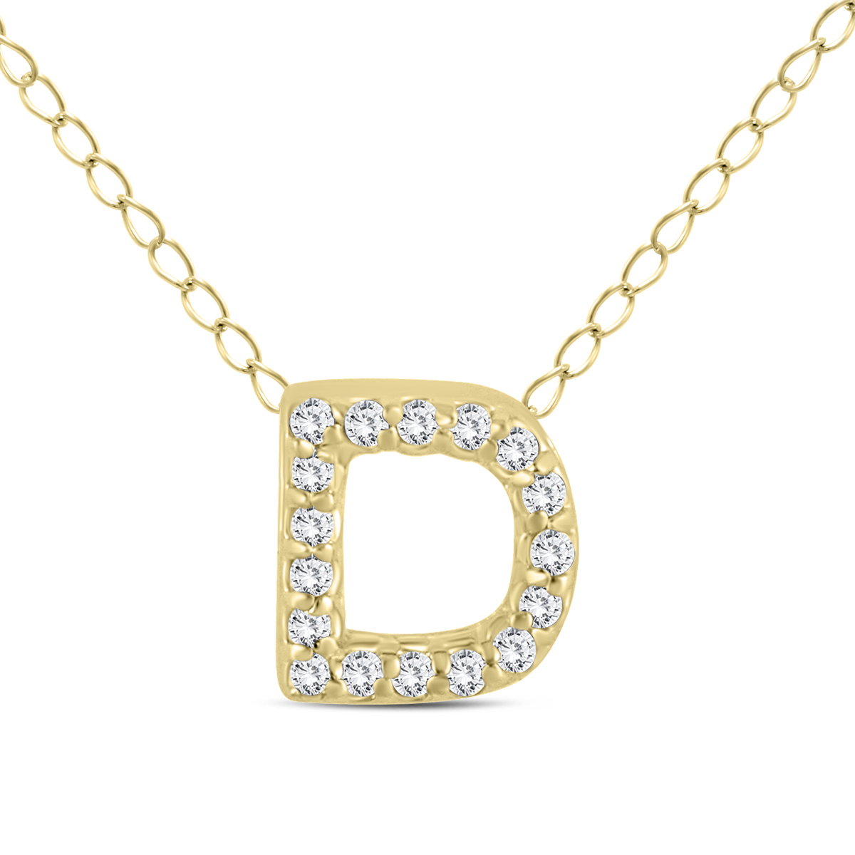 1/10 Carat TW D Initial Diamond Pendant in 10K Yellow Gold