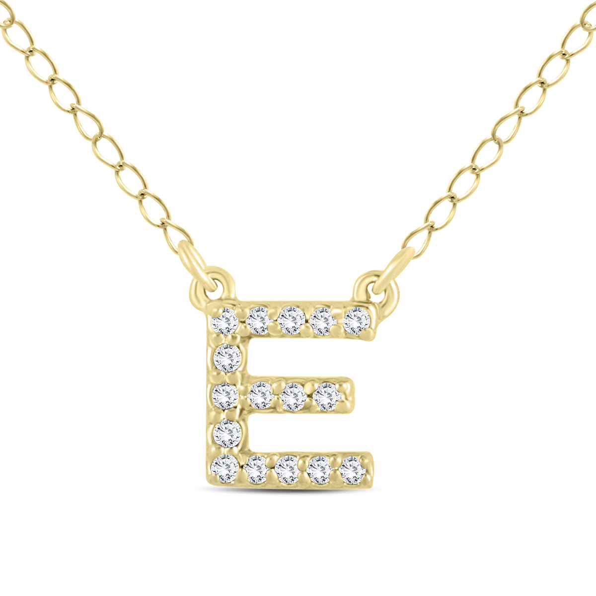 1/10 Carat TW E Initial Diamond Pendant in 10K Yellow Gold