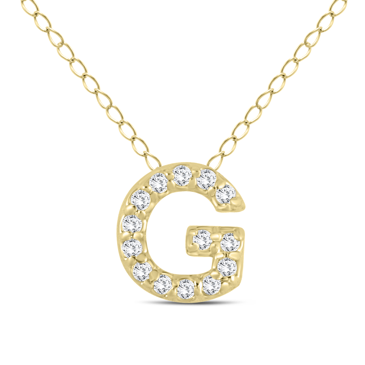 1/10 Carat TW G Initial Diamond Pendant in 10K Yellow Gold
