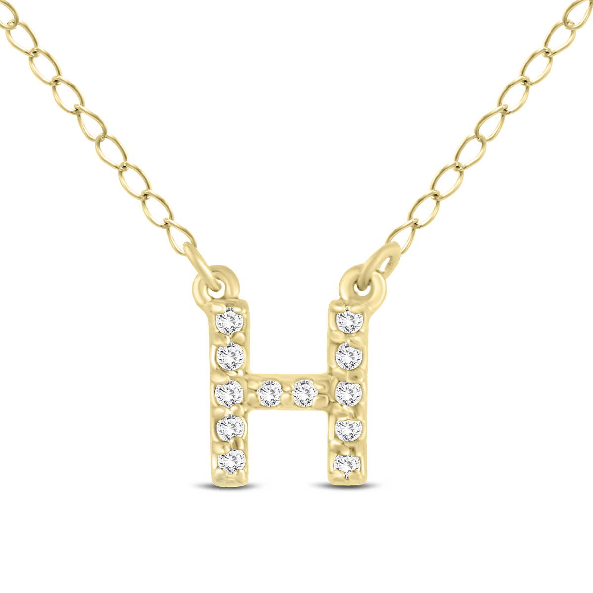 1/10 Carat TW H Initial Diamond Pendant in 10K Yellow Gold
