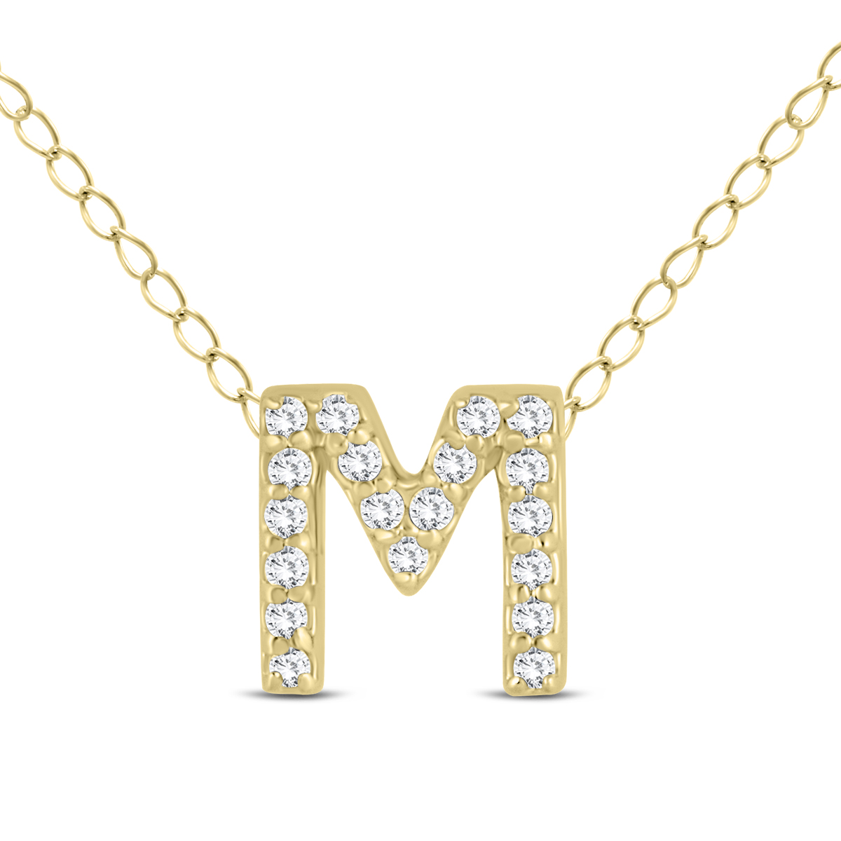 1/6 Carat TW M Initial Diamond Pendant in 10K Yellow Gold