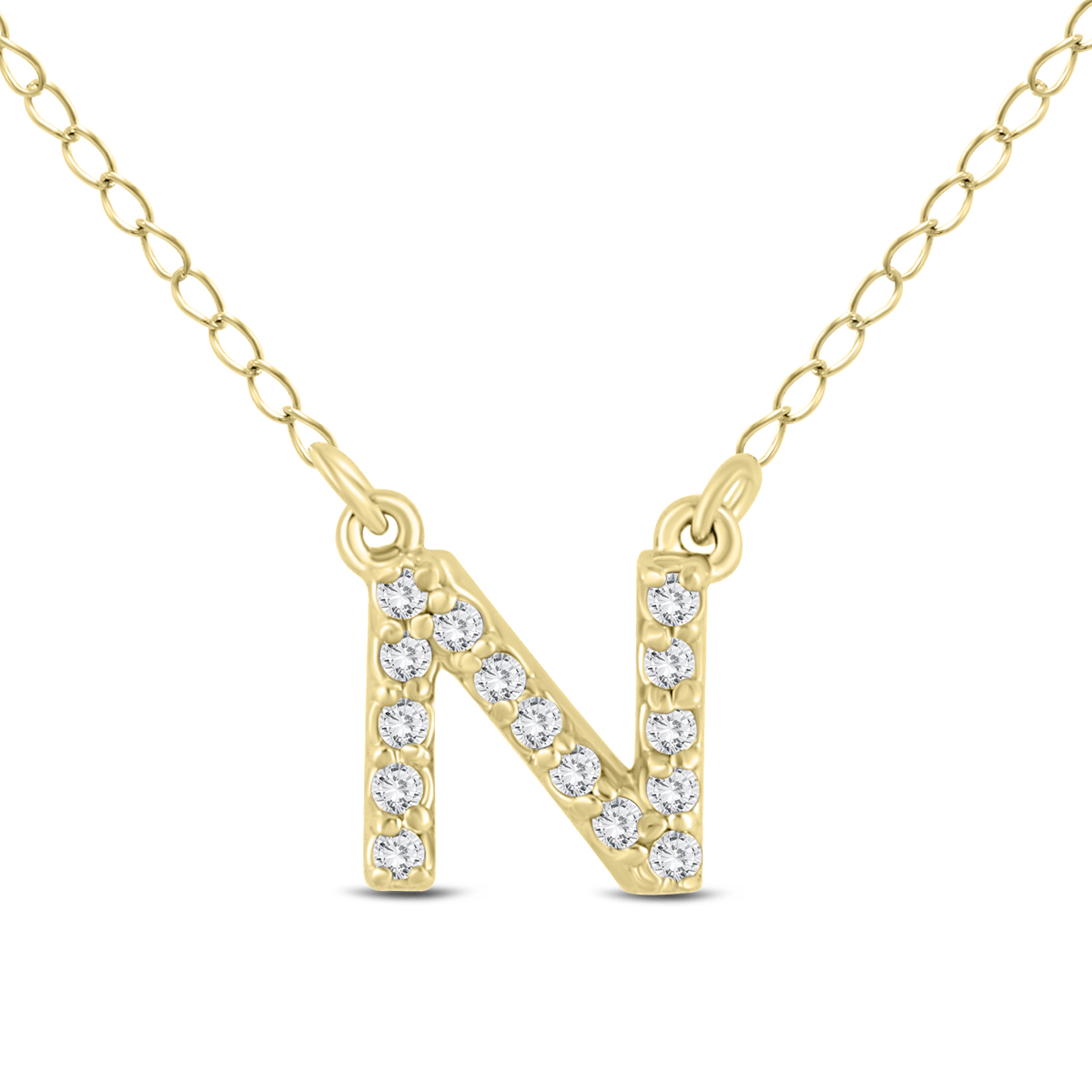 1/10 Carat TW N Initial Diamond Pendant in 10K Yellow Gold