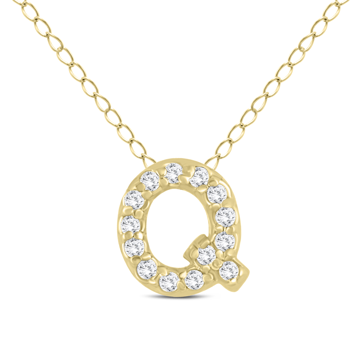 1/10 Carat TW Q Initial Diamond Pendant in 10K Yellow Gold