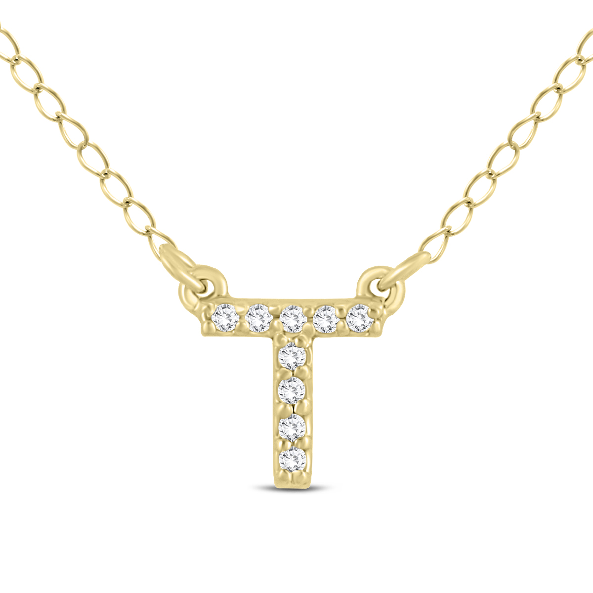T Initial Diamond Pendant in 10K Yellow Gold