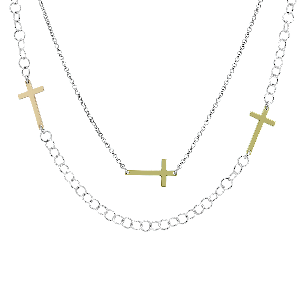 Long 46 inch Cross Necklace in .925 Sterling Silver