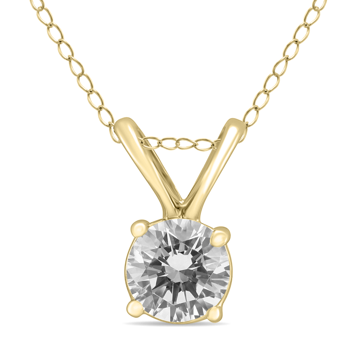 3/8 Carat Round Diamond Solitaire Pendant in 14K Yellow Gold