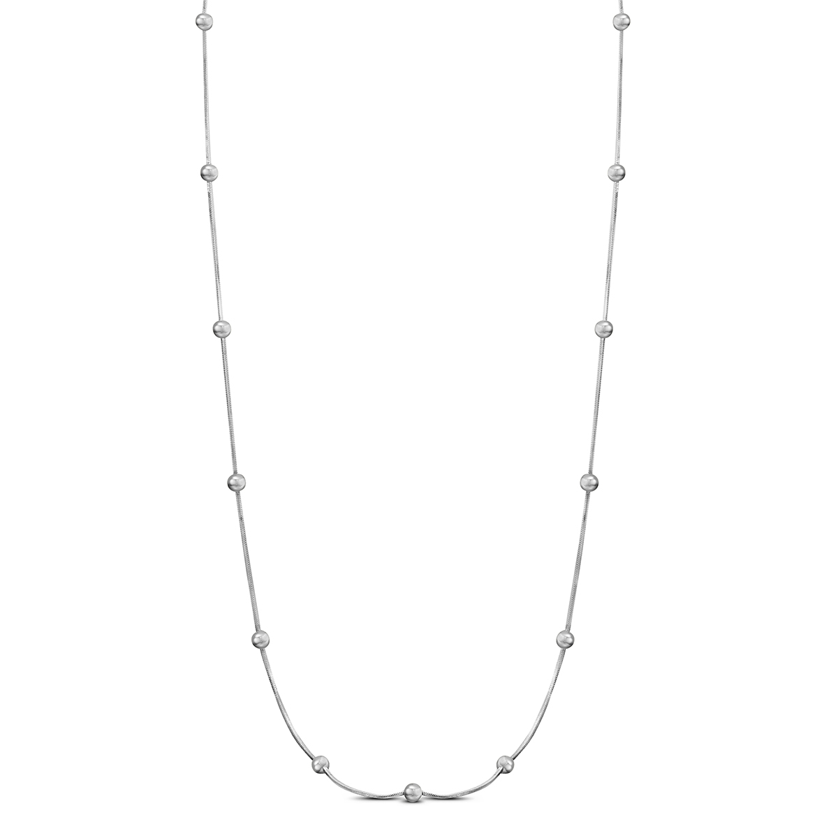 Long Silver Ball Necklace in .925 Sterling Silver