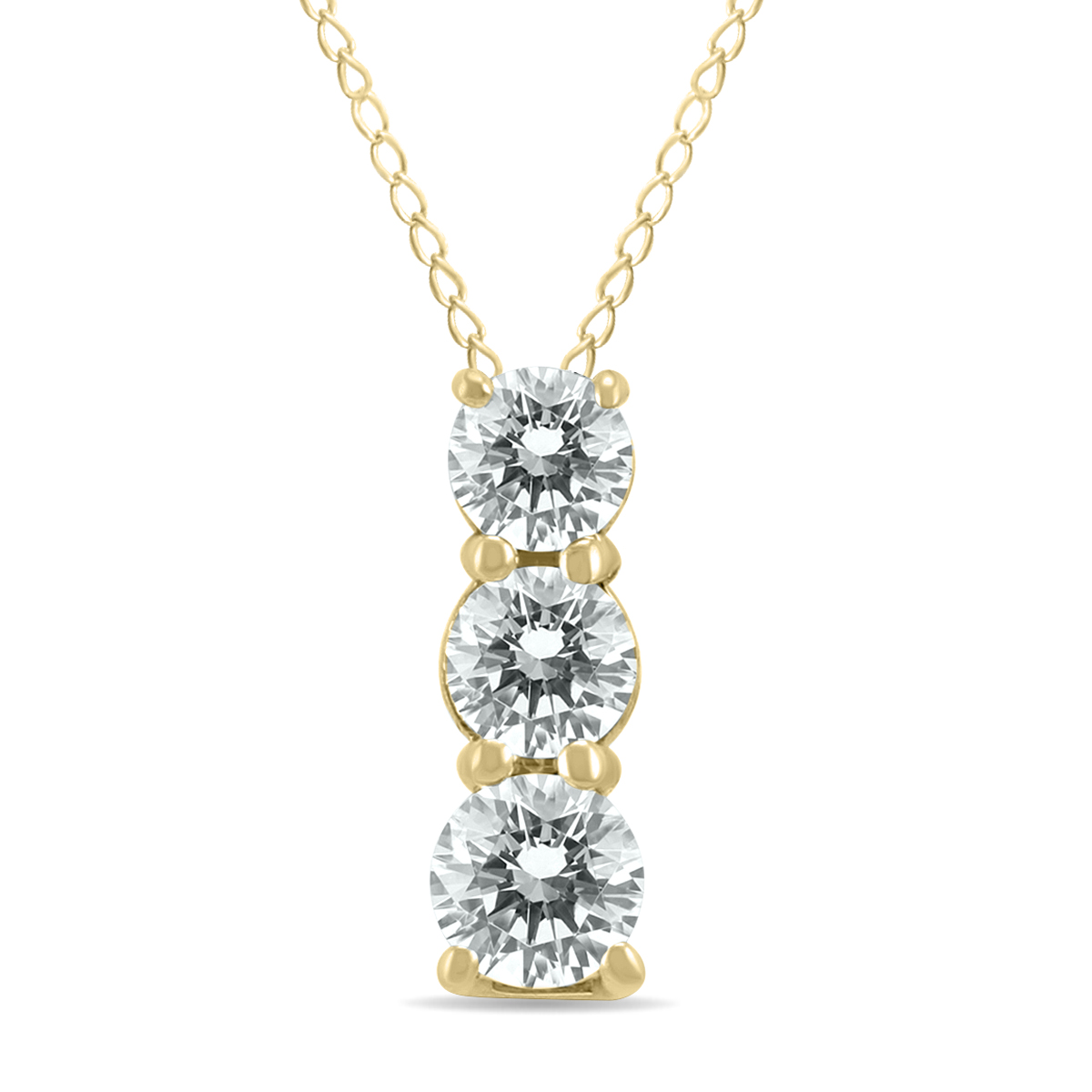 1/2 Carat TW Three Stone Diamond Pendant in 14K Yellow Gold
