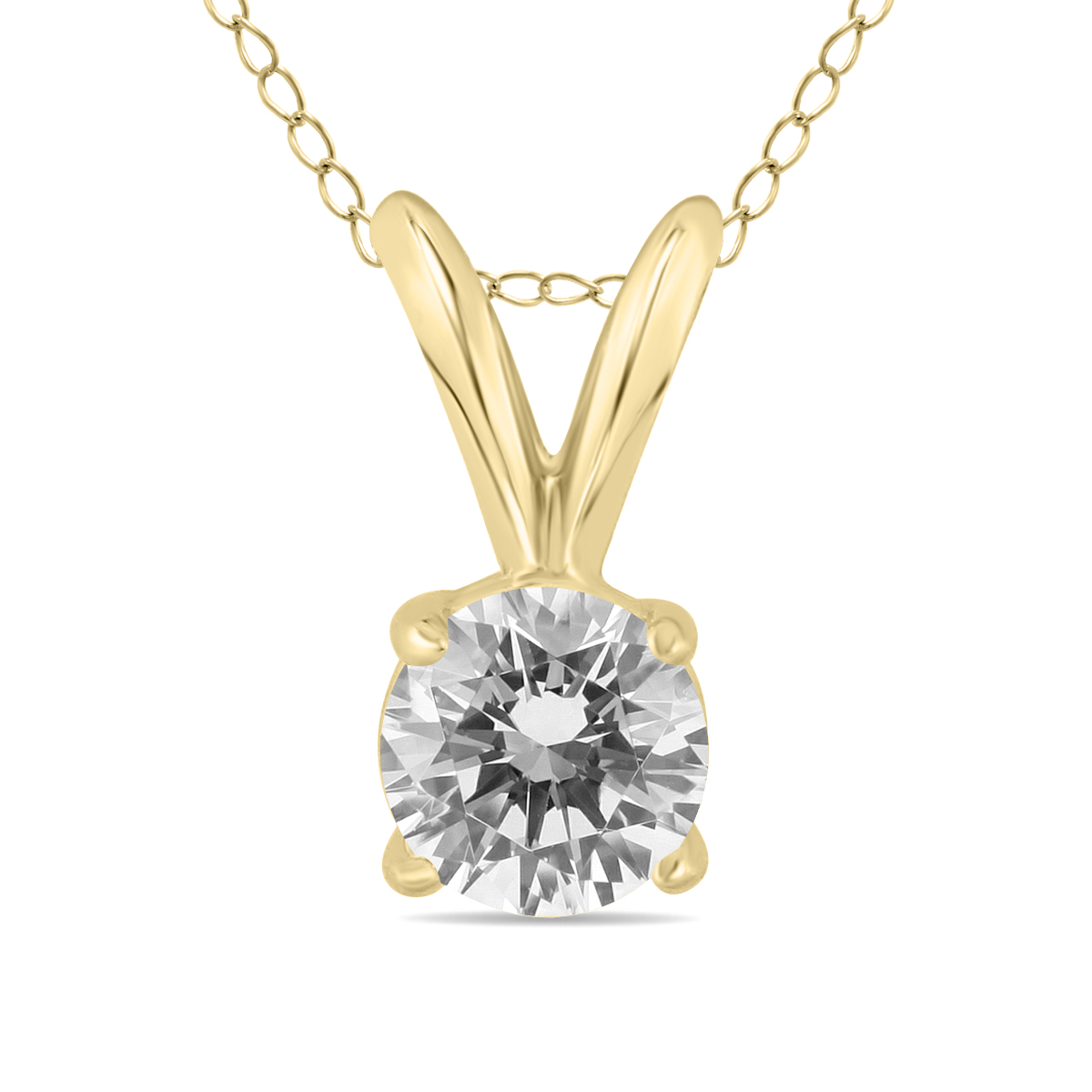 3/8 Carat Diamond Solitaire Pendant in 14K Yellow Gold (L-M Color, I2-I3 Clarity)