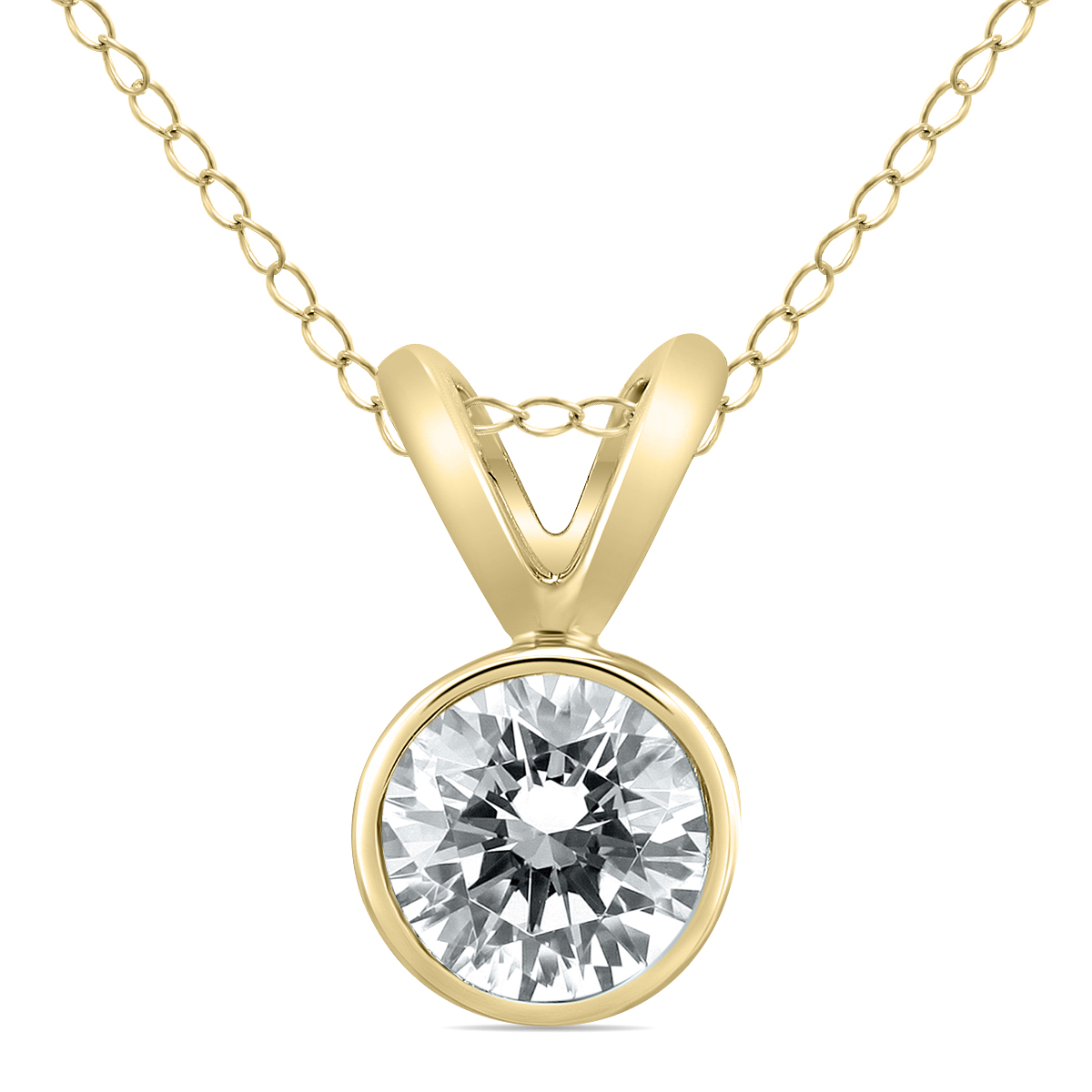 Image of 1/2 Carat Solitaire Diamond Bezel Pendant in 14K Yellow Gold
