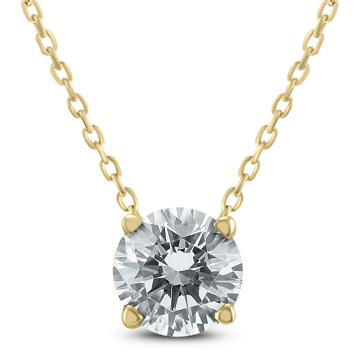 Certified 3/4 Carat Floating Round Diamond Solitaire Necklace in 14K Yellow Gold