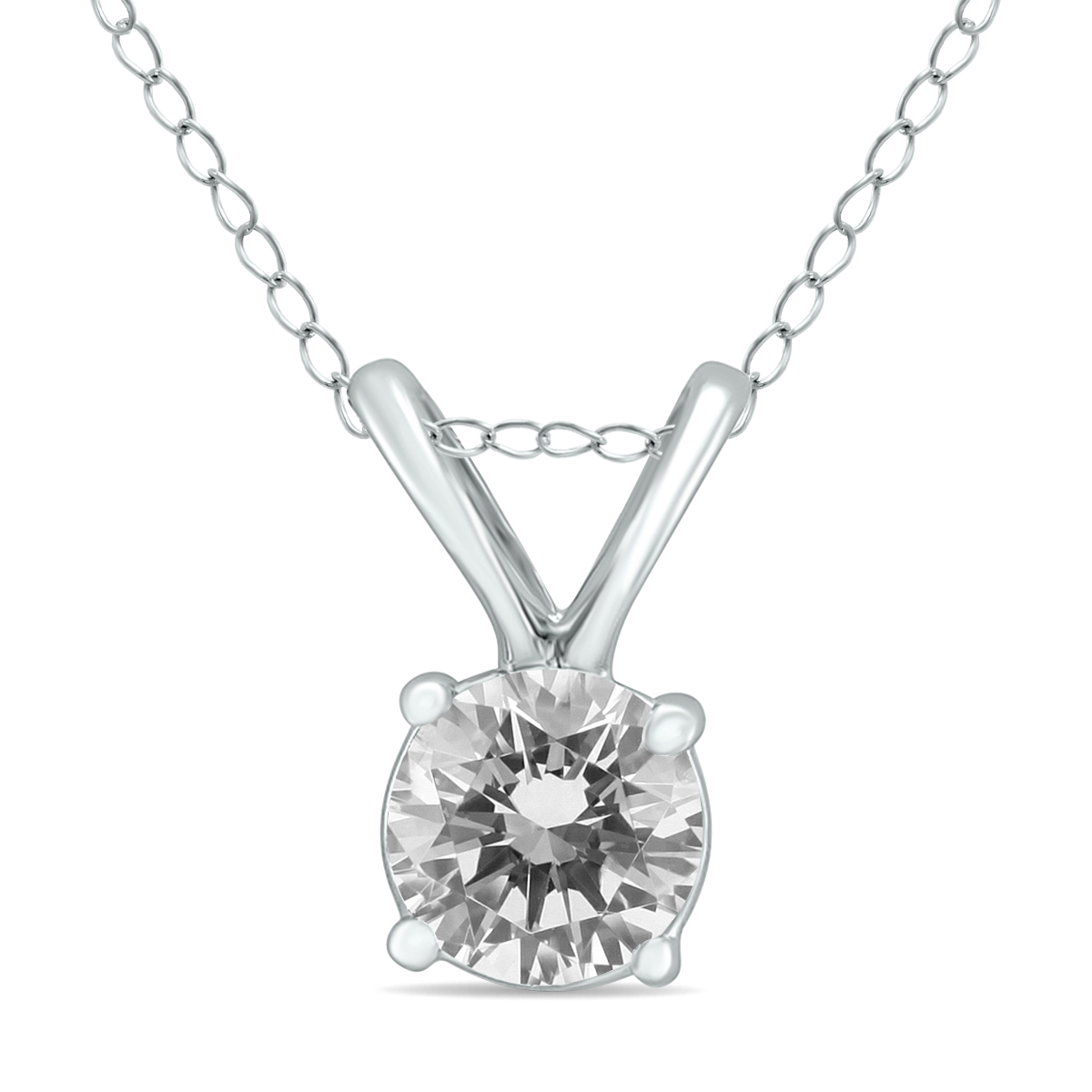 3/8 Carat Solitaire Natural Diamond Pendant in 14K White Gold