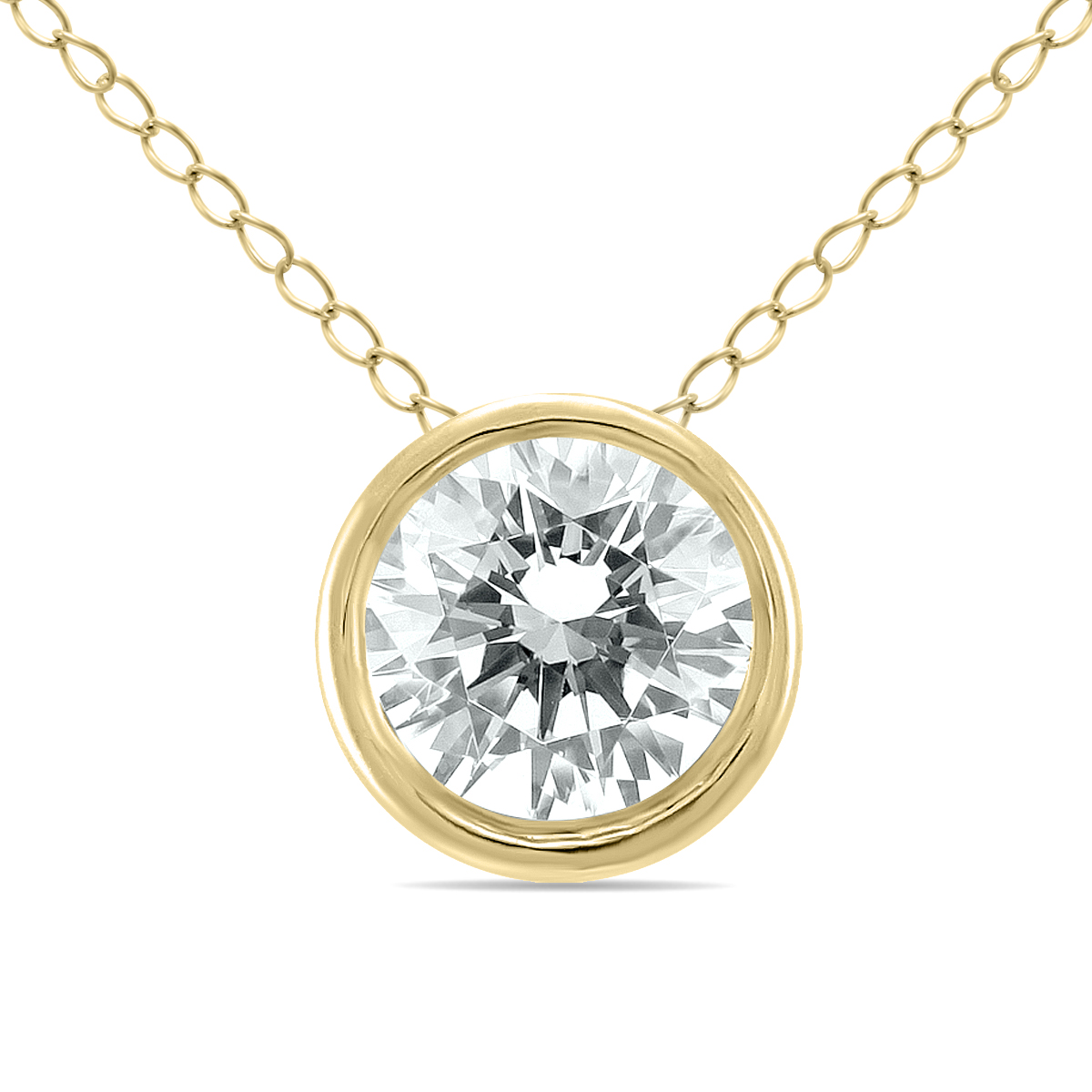 1/3 Carat Diamond Bezel Pendant in 14K Yellow Gold