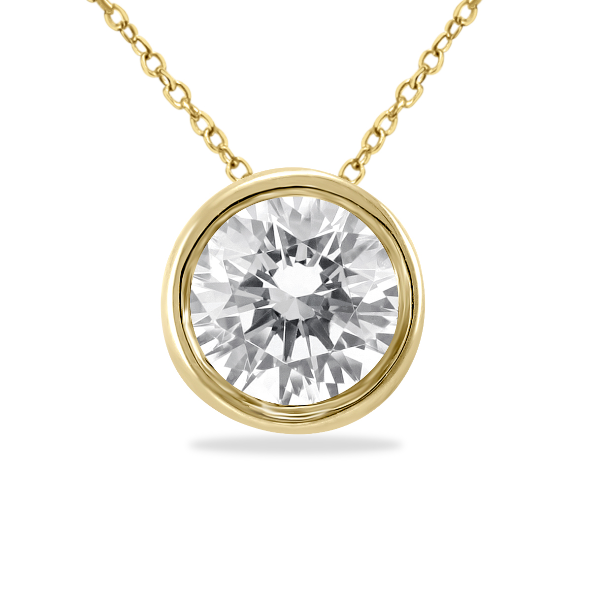 Image of 3/4 Carat Diamond Bezel Pendant in 14K Yellow Gold