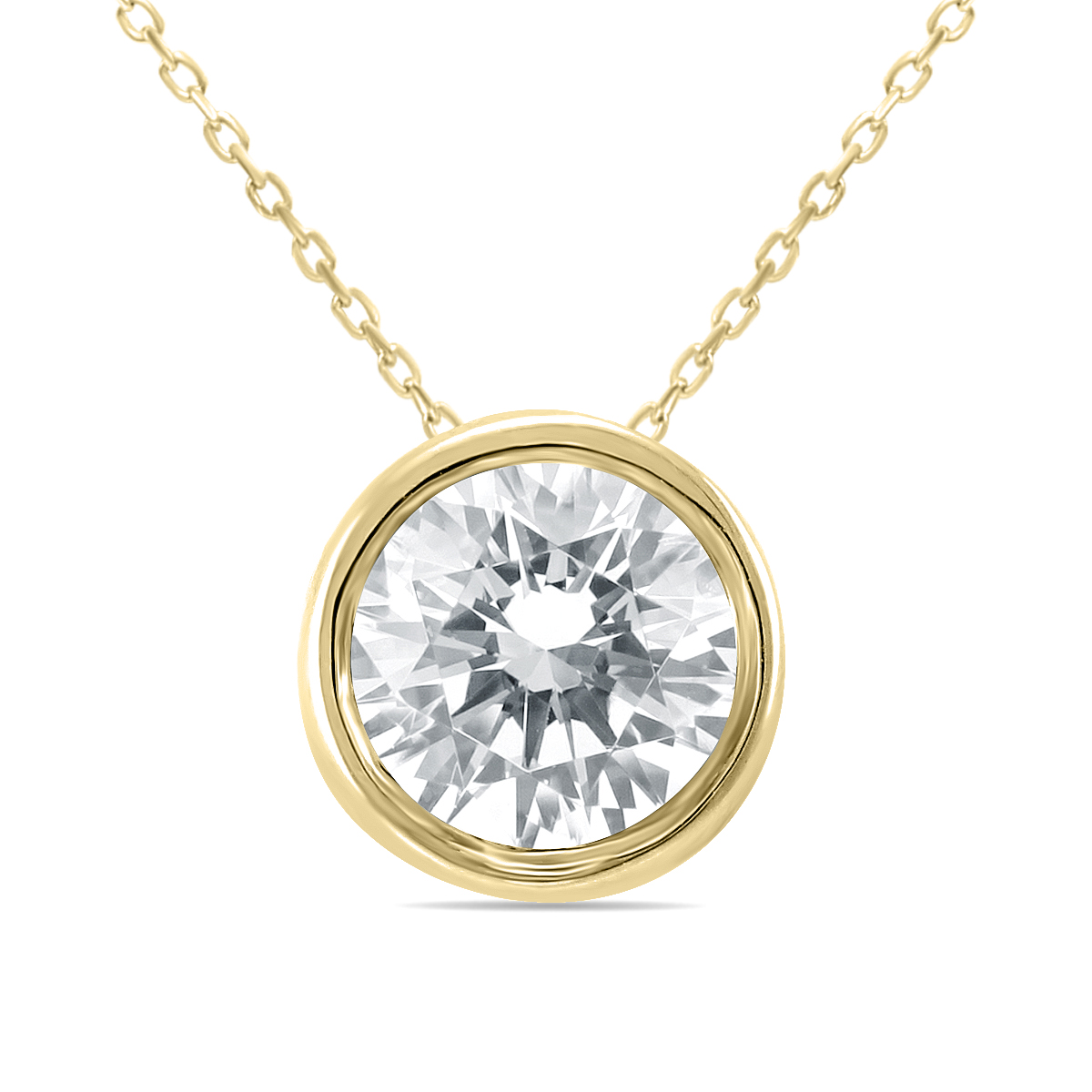 Certified 1 Carat Diamond Bezel Pendant in 14K Yellow Gold