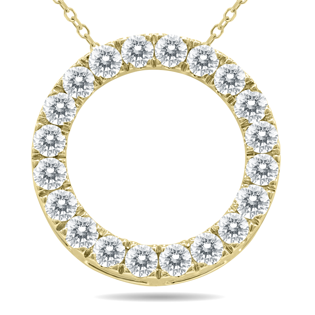 1 1/2 Carat TW Diamond Circle Pendant in 10K Yellow Gold