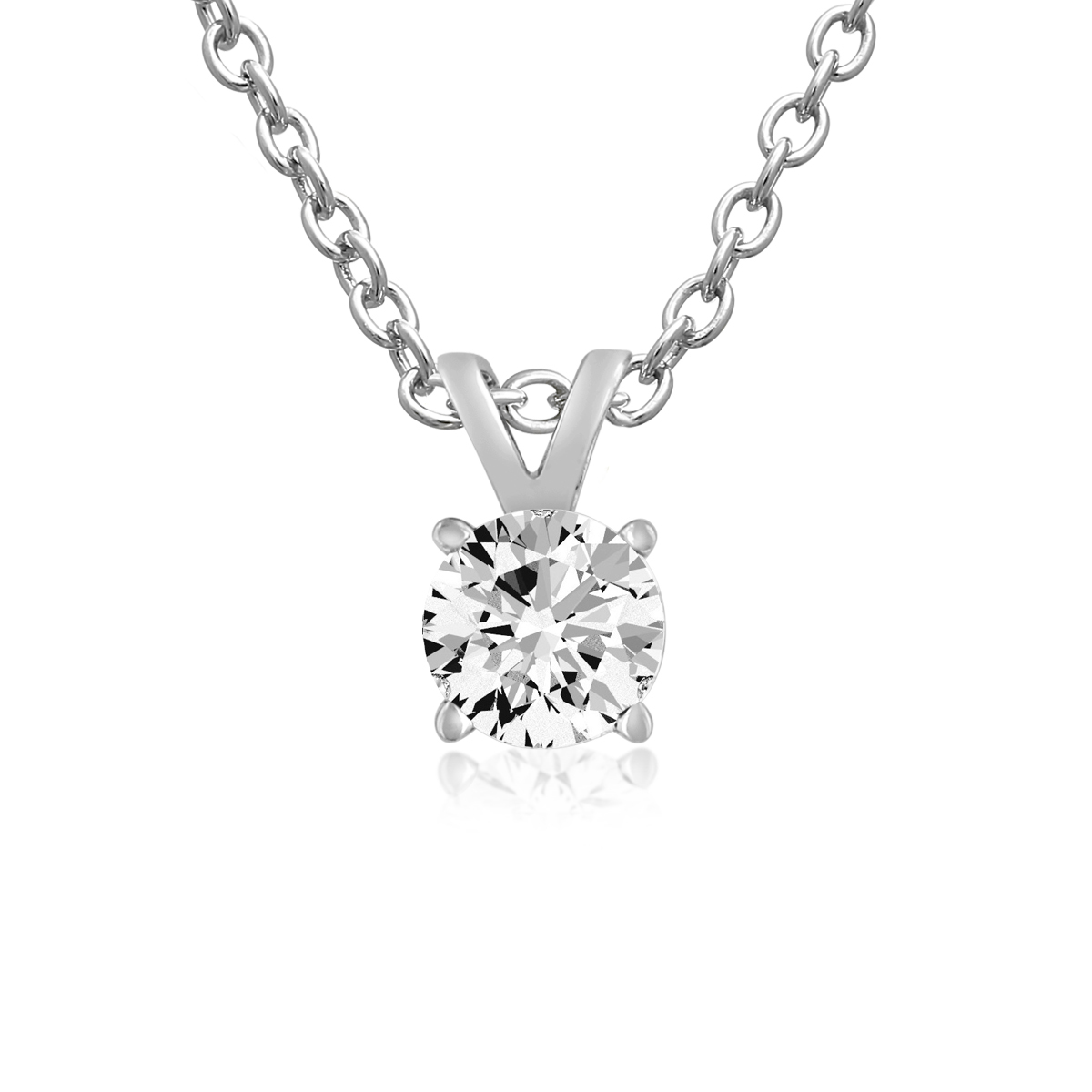 1/4 Carat Moissanite Solitaire Necklace In Sterling Silver, 18 Inches