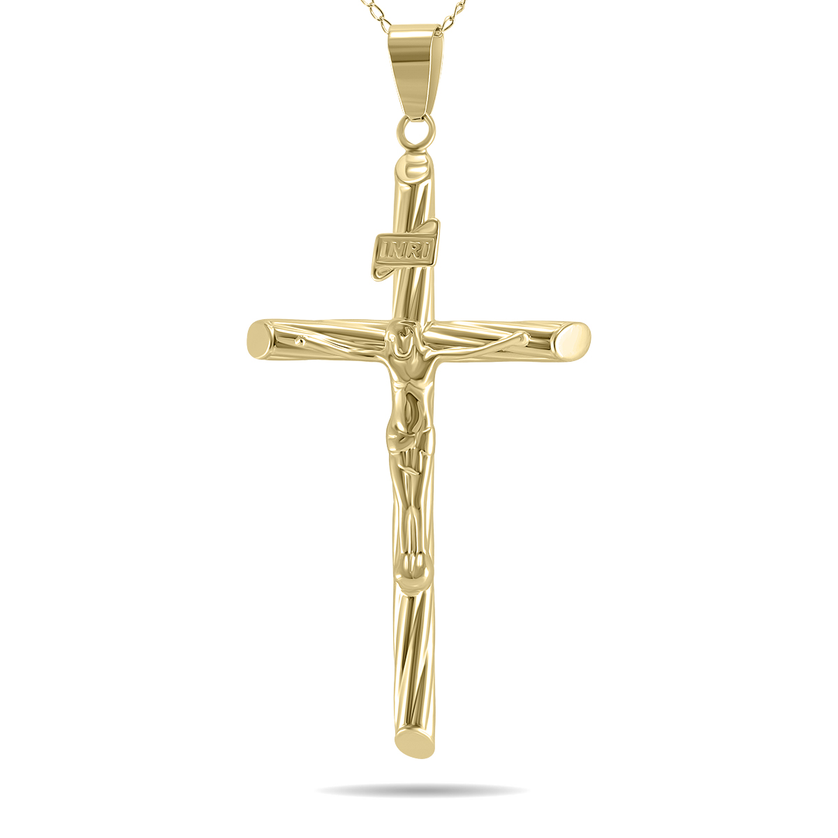 10K Yellow Gold Crucifixion Pendant at 18 Inch Chain