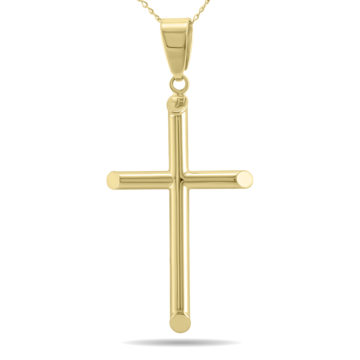 Simple Thin 10K Yellow Gold Cross Pendant Necklace
