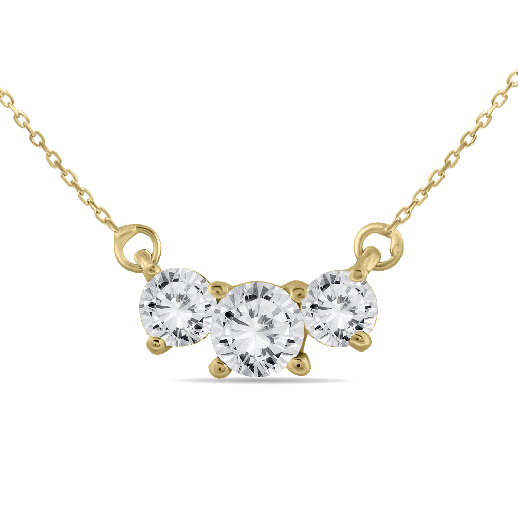 1 Carat TW Three Stone Diamond Pendant in 14K Yellow Gold