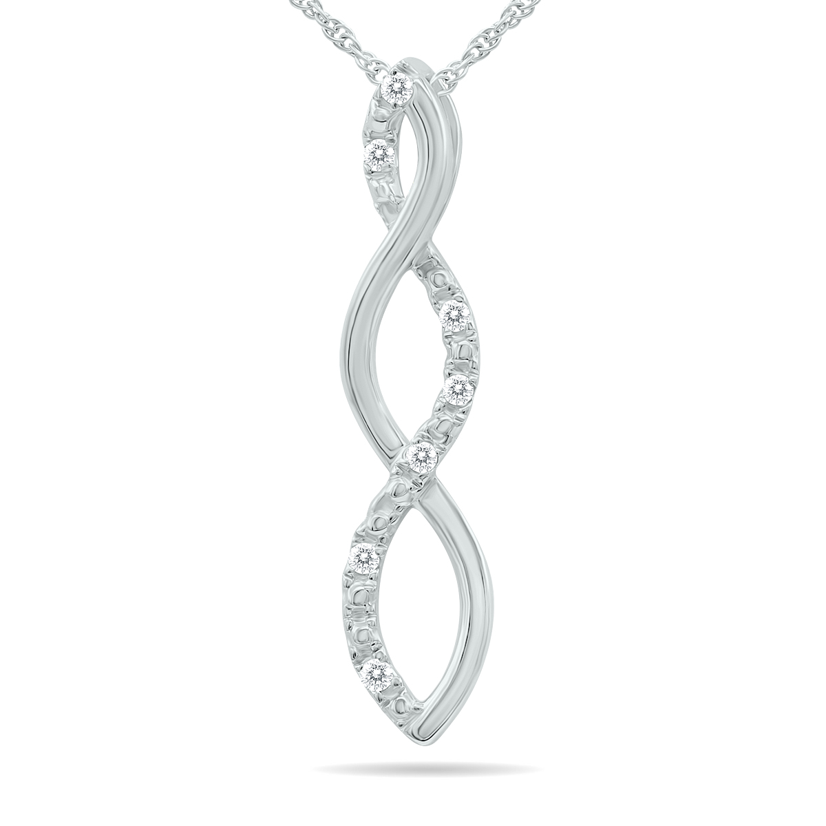 Genuine Diamond Triple Twist Pendant in.925 Sterling Silver