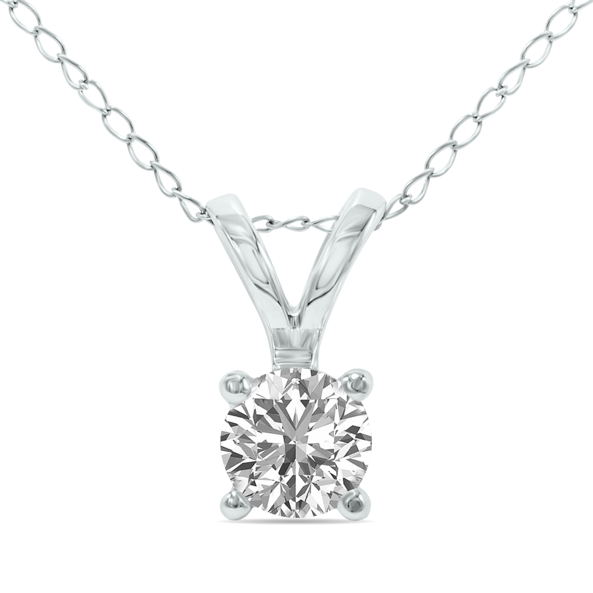 Certified 1/2 Carat Lab Grown Diamond Solitaire Pendant in 14K White Gold (F-G Color, SI1-SI2 Clarity)