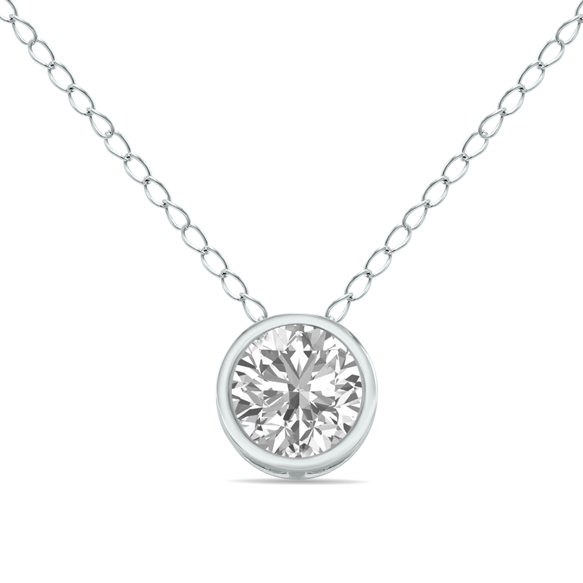 1/2 Carat Lab Grown Diamond Bezel Pendant in 14K White Gold (F-G Color, VVS1-VVS2 Clarity)
