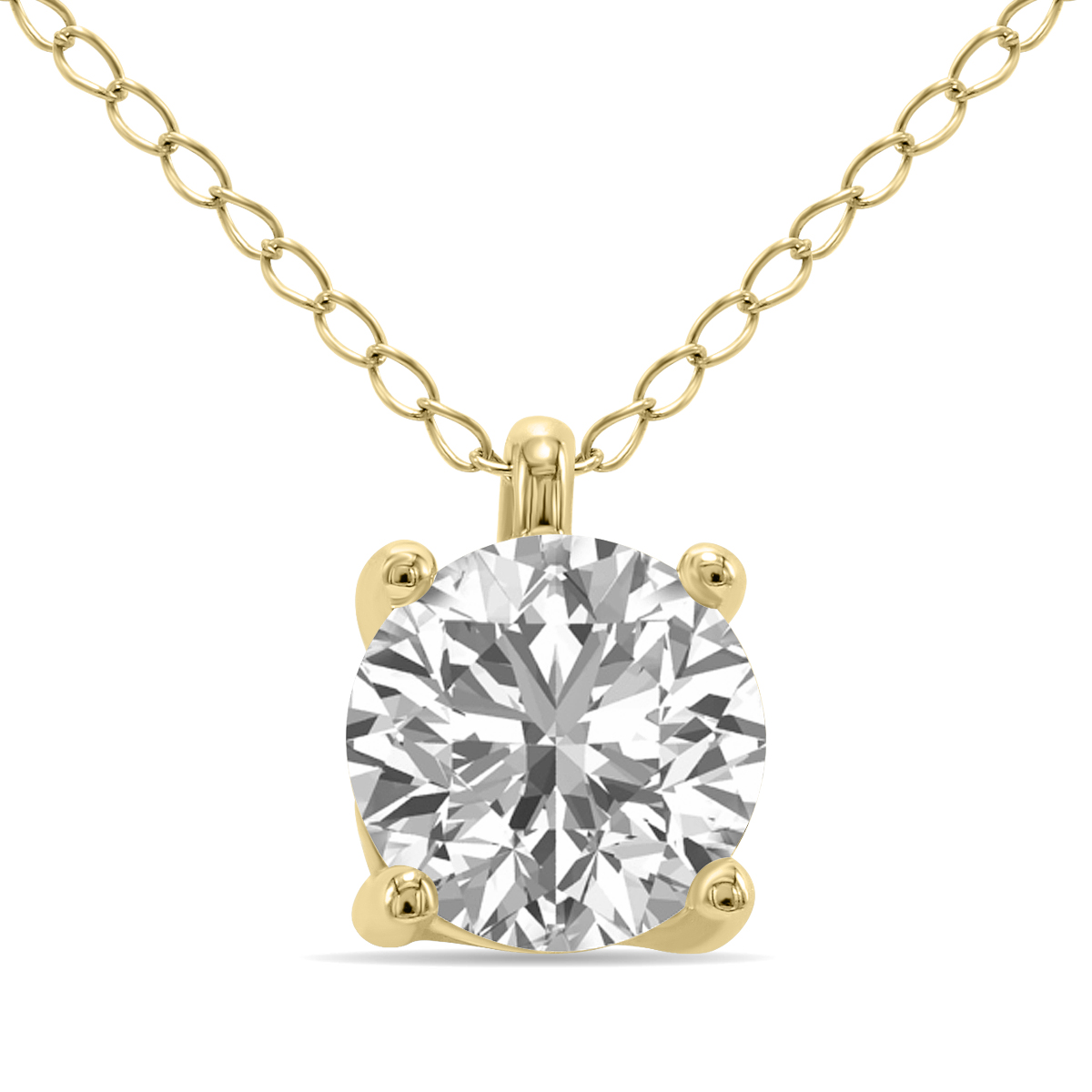 SZUL Lab Grown Certified 1 Carat Diamond Solitaire Pendant in 14K Yellow Gold (G-H Color, VVS1-VVS2 Clarity)