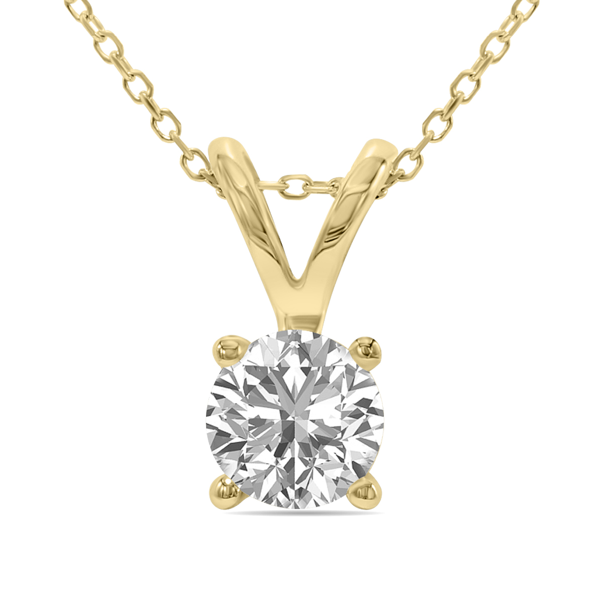 Lab Grown 3/4 Carat Diamond Solitaire Pendant in 14K Yellow Gold