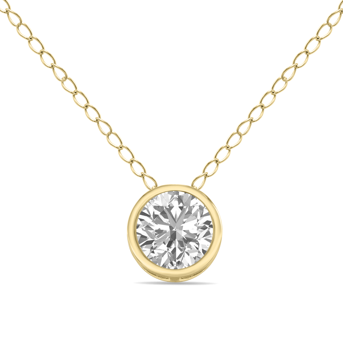 1/2 Carat Lab Grown Diamond Bezel Pendant in 14K Yellow Gold (F-G Color, VVS1-VVS2 Clarity)