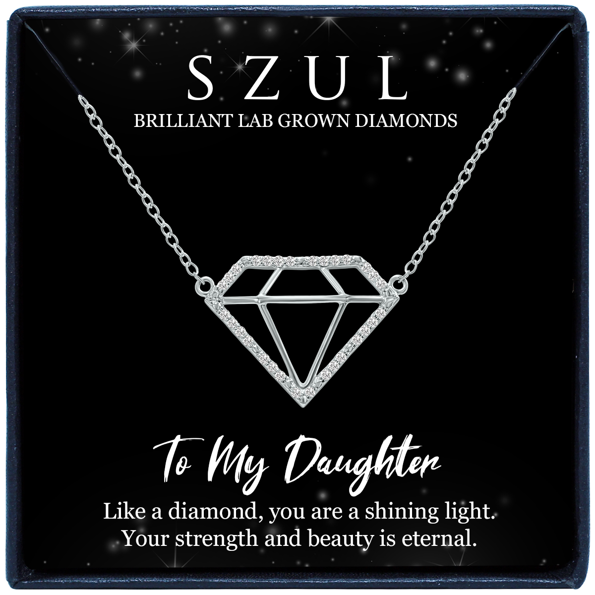 Jewelry Gift for Your Daughter - 1/7 Carat TW Lab Grown Diamond Necklace in .925 Sterling Silver (Diamond Color F-G, Clarity VS1-VS2)